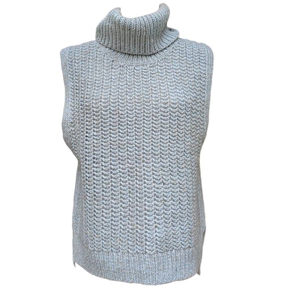 Banana Republic Heather Blue Sweater Vest Pullover Turtle Neck Short Long Size S